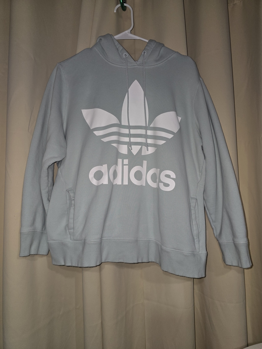 adidas Originals Women’s L Gray Trefoil Logo Pullover Hoodie Sweatshirt